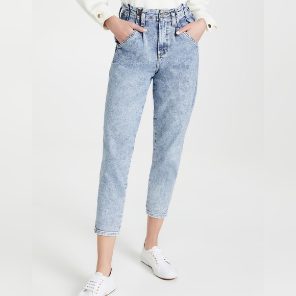 Lee Jeans Nwt Lee Frosted Indigo Lady Lee Tapered Paperbag Waist Ankle Crop Jeans 25x25